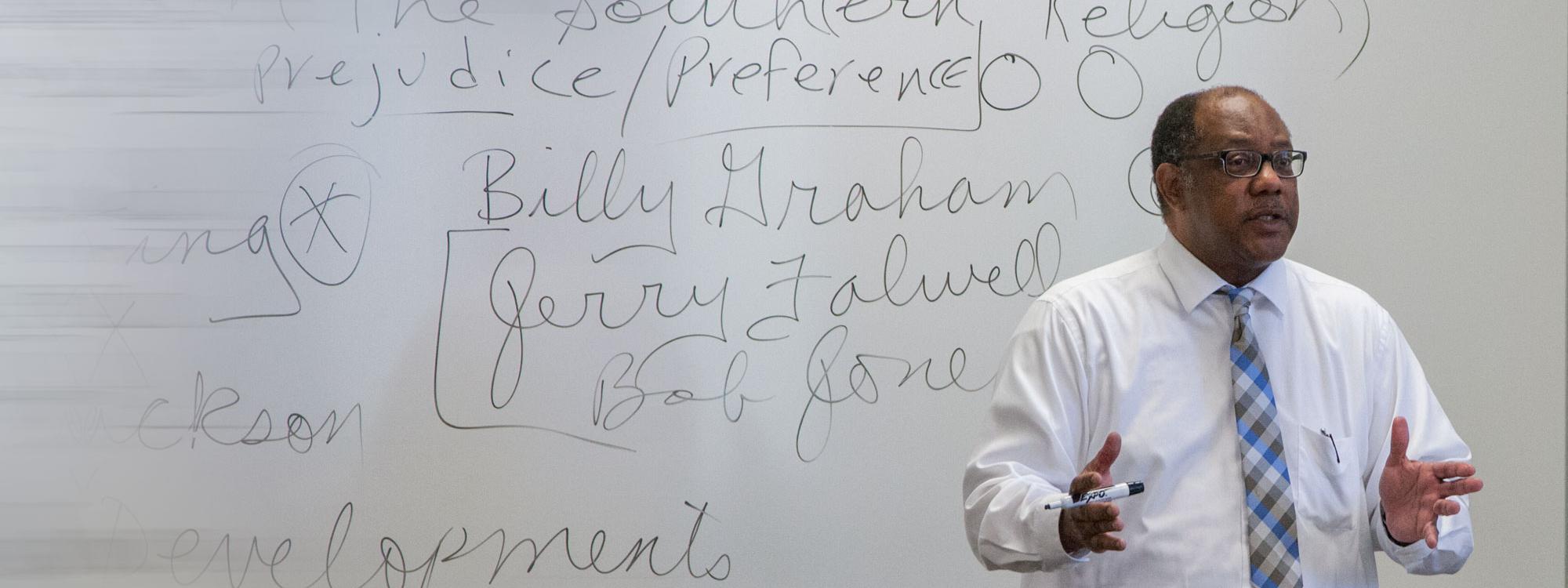 Professor Sandy Martin teaches a class
