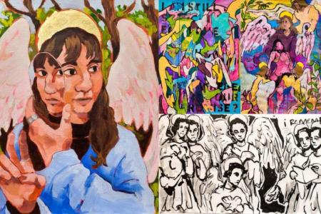Collage of paintings by Aubrey Belle